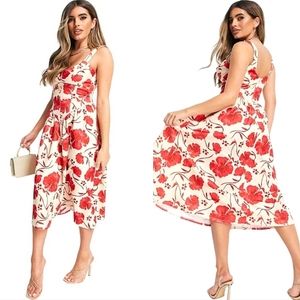 NWOT ASOS DESIGN Cowl Neck w/ Corsetted Waist Skater Midi Dress